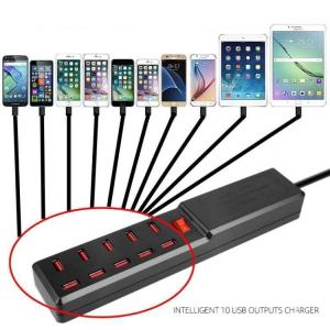 Mobile Phone Smart Recognition 10 Charger Porous USB Power Supply