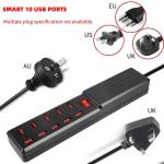Mobile Phone Smart Recognition 10 Charger Porous USB Power Supply
