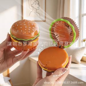 r Popular Item: Hamburger-Shaped Desktop Dormitory Fan, Handheld Dry Battery Creative Mini Fan