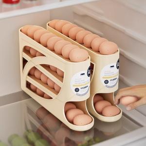 Refrigerator Egg Box Side Door Storage Kitchen Supplies Automatic Rolling Multi-Layer Large Capacity Storage Rack Organization