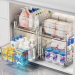 Storage Rack Kitchen Bathroom Cabinet Shelf Multi-Functional Pull-Out Basket Storage Organizer