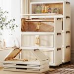Ready-Stock Storage Cabinets, Large-Capacity, Thickened Kitchen Snack Cabinets, Installation-Free Storage Racks, Multi-Layer Storage Cabinets, Shelves