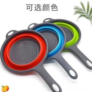 Foldableing Drain Basket with Handle Round Drain Basket Retractable Vegetable Washing Basket