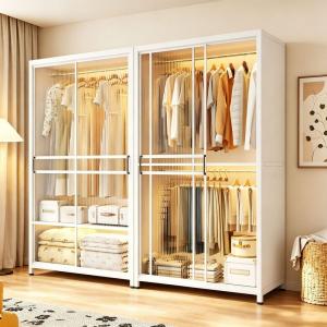 Sliding Door Wardrobe for Bedroom, Home Use, Easy Assembly, Large Capacity, Dustproof and Moisture-Proof Storage Cabinet