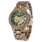 Pure Wood Handmade Retro Personalized Hollow Mechanical Watch with Luminous Stainless Steel Buckle Men's Mechanical Wristwatch