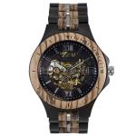 Pure Wood Handmade Retro Personalized Hollow Mechanical Watch with Luminous Stainless Steel Buckle Men's Mechanical Wristwatch