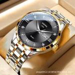 Business Quartz Men's Watch Large Dial Steel Strap Fully Automatic Non-Mechanical Watch Waterproof Gold