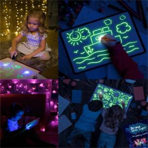 Draw With Light Fun: Kids' Glow-in-the-Dark Magic Doodle Drawing Board, Baby's Night-Glowing Fluorescent Writing Board
