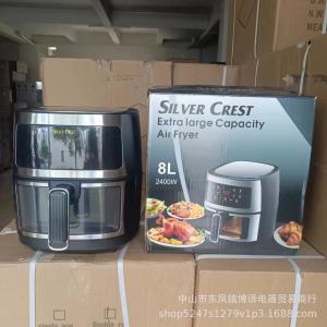 8L Stainless Steel Air Fryer with Visual Display, Large Capacity, Multifunctional Touchscreen Electric Oven, Smart French Fry Maker, Cross-border E-commerce