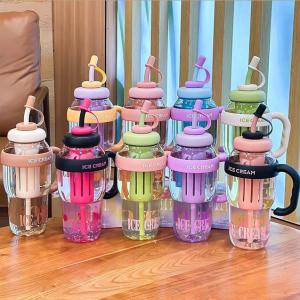 Trendy belly cup, high-value, large-capacity handle cup, summer cool cup, plastic straw cup, 2026 new style.