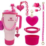 Stanley water bottle accessories heart straw cap ice cream cup decoration accessory combo set silicone cup sleeve