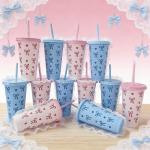 Valentine's Day Hot Selling Butterfly Festival PP Plastic Milk Tea & Cold Drink Cup, 24oz Large Capacity, 710ml Large Capacity Juice Cup