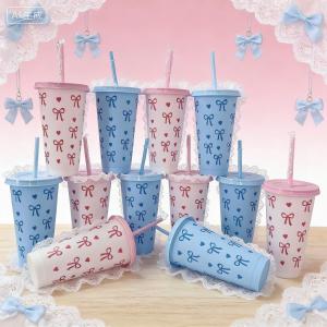 Valentine's Day Hot Selling Butterfly Festival PP Plastic Milk Tea & Cold Drink Cup, 24oz Large Capacity, 710ml Large Capacity Juice Cup