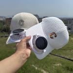 fan cap, summer style, extra-long brim, mesh, breathable, sun-protective, couple's sunshade baseball cap.