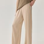 Thin High-Waisted Silk Wide-Leg Pants with Drape, Casual Solid Color Straight Leg, Genuine Silk Pants