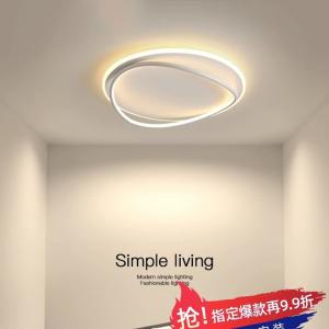 Nordic-style minimalist LED ceiling light for master bedroom, study, and dining room; simple and modern oval-shaped light fixture.