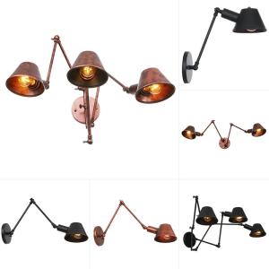 Retro-style lighting, loft industrial style, unique and creative bar/cafe shop, minimalist decoration, long-arm decorative wall lamp.