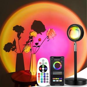 Trendy Sunset Lamp USB Rechargeable Desk Lamp with Rainbow Projector Sunset Light - Popular Background Ambient Sunset Light