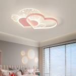 Warm and eye-friendly LED ceiling light for bedrooms, perfect for boys, girls, princess rooms, and creative double-heart designs.