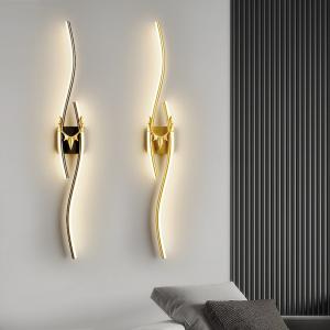 Creative long strip light luxury wall lamp for living room TV background wall grid minimalist modern staircase bedroom bedside lamp