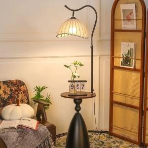 Vintage-style floor lamp, living room sofa corner