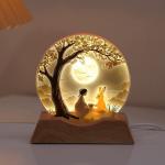 Moon Crystal Night Light, Luminous Ornament, Creative Rabbit Lamp
