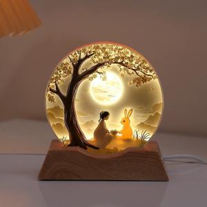 Moon Crystal Night Light, Luminous Ornament, Creative Rabbit Lamp