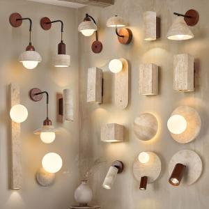 Wabi-sabi yellow cave stone wall lamp for bedroom, bedside
