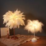 Trendy feather lamp, tabletop night light, girly live streaming ambient light, bedroom decorative light, romantic birthday light