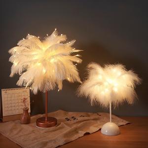 Trendy feather lamp, tabletop night light, girly live streaming ambient light, bedroom decorative light, romantic birthday light