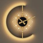 minimalist luxury creative clock wall lamp, bedroom bedside background wall lamp with a technological feel, rechargeable and wire-free.
