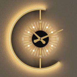 minimalist luxury creative clock wall lamp, bedroom bedside background wall lamp with a technological feel, rechargeable and wire-free.