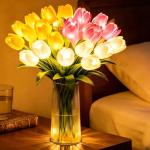 Tulip LED Night Light, Artificial Flower Bedroom Ambient Light, Bouquet, DIY Ornament, Small Table Lamp, Decorative Night Light