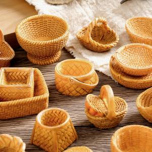 Creative simulated rattan baskets and bamboo baskets, DIY decorative accessories, mini photography landscaping storage frames, small ornaments