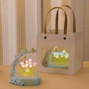 DIY floral and bird tulip night light, artificial flower