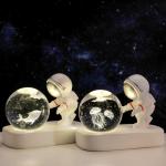 Creative Astronaut Night Light with 3D Carved Crystal Ball