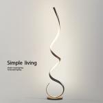 Floor lamp with minimalist design, Scandinavian style, next to the sofa in the living room, trendy corner light with wave-like ambient lighting, full spectrum.