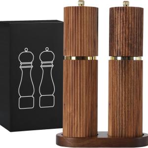 Wooden pepper grinder, manual grinder, adjustable coarseness, peppercorn and sea salt grinder, seasoning bottle base, kitchen tools