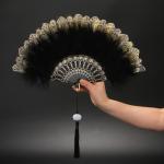 Lolita style new classic folding fan, popular retro style, dance cheongsam, fashion show, court fan, fairy girl feather fan
