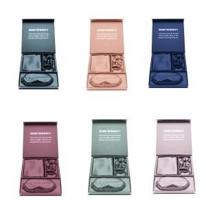 Satin three-piece set: eye mask, hair tie, pillowcase, headband, sun protection, export magnetic box set with logo.
