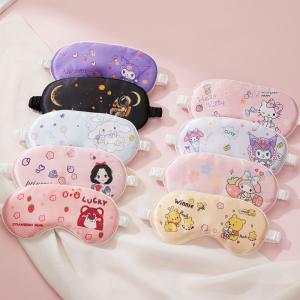 Children's double-sided imitation silk sleep eye mask, nap sunshade, cartoon Kuromi, travel eye protection, breathable, relieves fatigue
