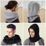 autumn and winter solid color drawstring balaclava unisex