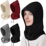 autumn and winter solid color drawstring balaclava unisex