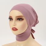 hot-selling elastic neck warmer milk silk tie-up hat for women, solid color base scarf, trendy Malaysian small hat