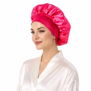 Large bow satin hair cap for women, sleep-proof anti-frizz hair cap, cross-border in-stock, wide brim, multiple colors available.