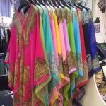 versatile for cycling and beach use, chiffon printed, UV-protective, paisley, pearl-embellished shawl.