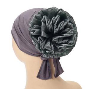 Elastic Tie-Waist Large Flower Base Hat with Drawstring