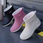 Stylish fleece-lined mid-calf rain boots for women, new autumn and winter style, preppy style, antifreeze, non-slip, waterproof, wear-resistant, thick-soled rain boots