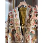 Chinese style light luxury high-end top with light traditional Chinese style heavy embroidery and frog button coat for women