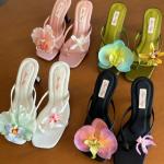Bohemian vacation style butterfly orchid buckle shoes